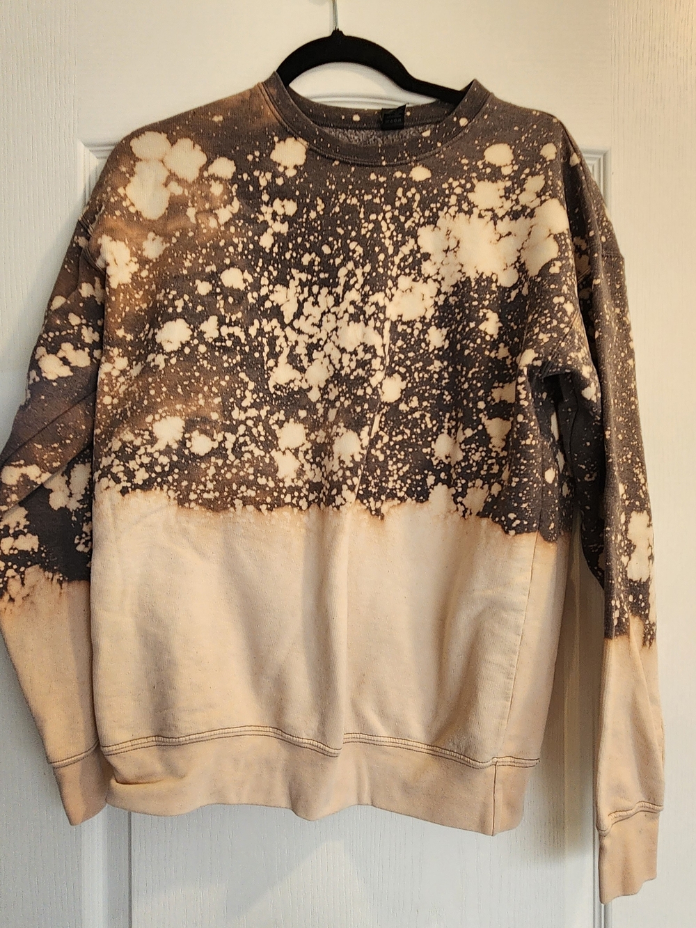 Tultex Gray and Cream Bleach-Splatter Crewneck Sweatshirt S Euc